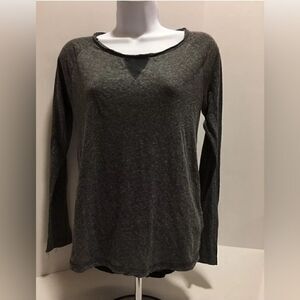AEROPOSTALE JUNIORS RAGLAN GRAY BLACK LONG SLEEVE TOP - SIZE S